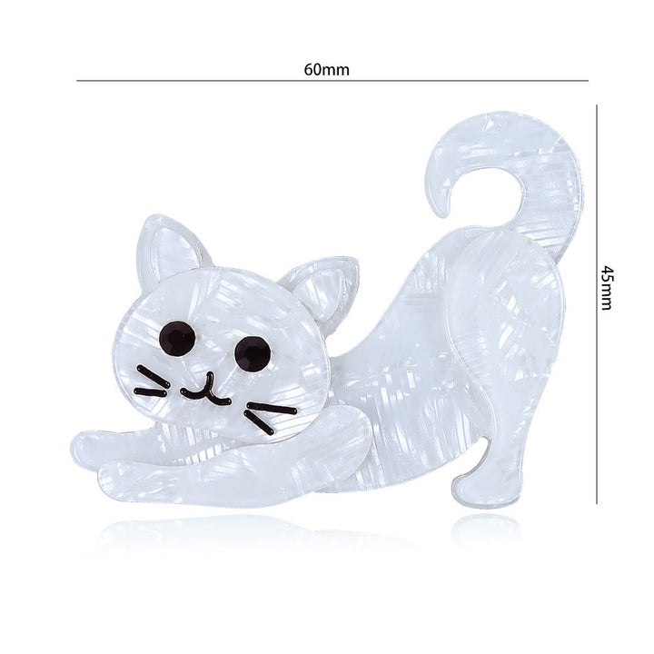 Spilla in acrilico fatta a mano con grazioso accessorio a forma di gatto bianco - image 3