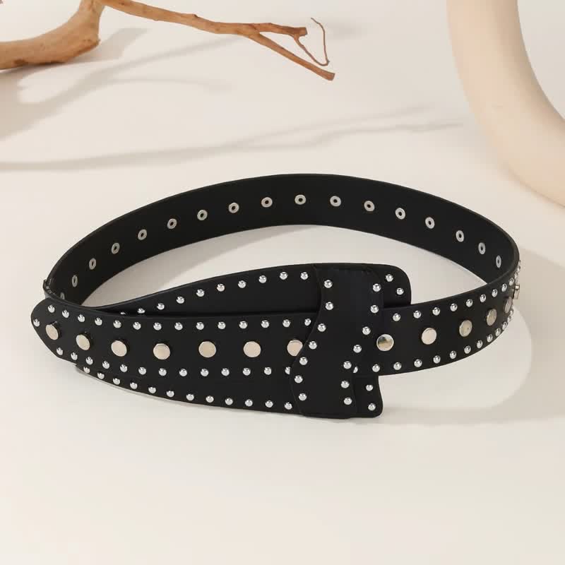 Cintura da corsetto in pelle con fibbia a bottone con rivetto da donna - image 2
