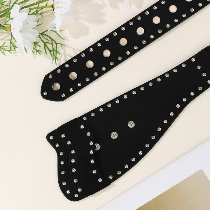 Cintura da corsetto in pelle con fibbia a bottone con rivetto da donna - image 3
