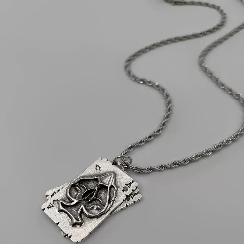 Collana unisex in metallo stile hip hop con motivo poker - Poker A - 27,56 pollici / 70 cm - image 3