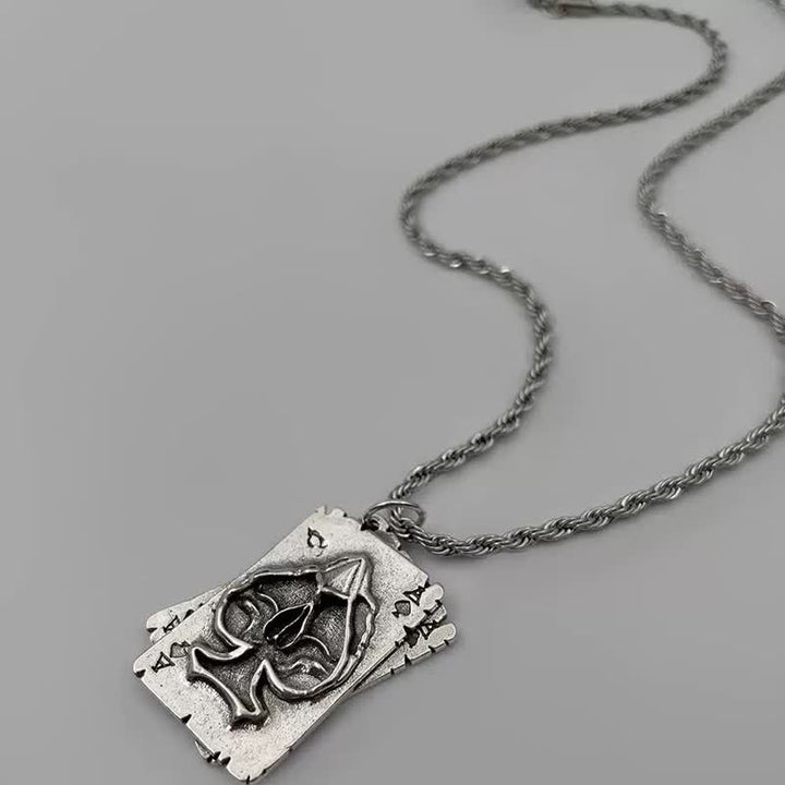 Collana unisex in metallo stile hip hop con motivo poker - Poker A - 27,56 pollici / 70 cm - image 3