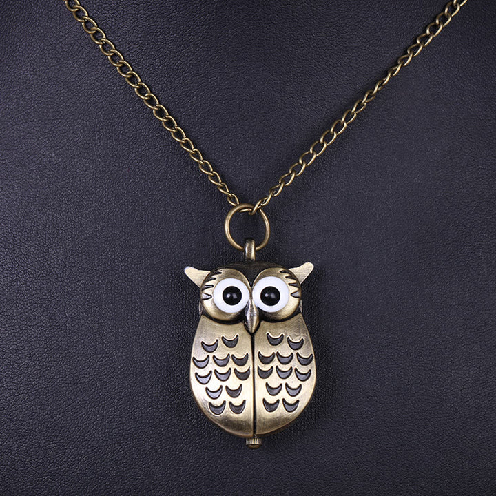 Orologio da tasca unisex al quarzo retrò con gufo carino e catena lunga - image 6