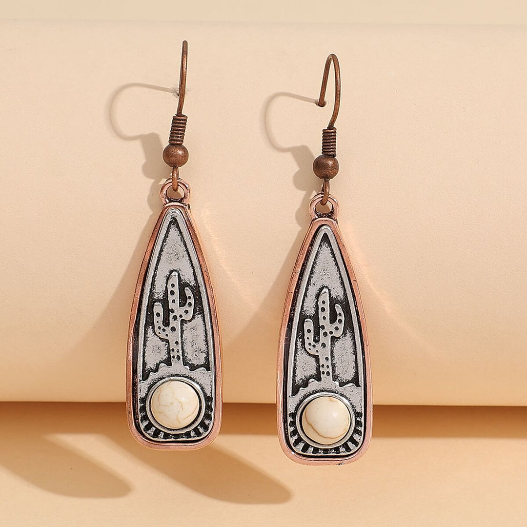 Collana con orecchini vintage a forma di cactus rotondo con goccia d'acqua e turchese - Howlite - image 4
