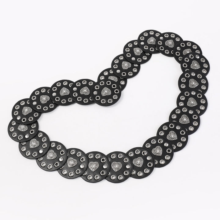 Cintura da donna in pelle rotonda e cava, squisita, nera e marrone rossiccio - image 2