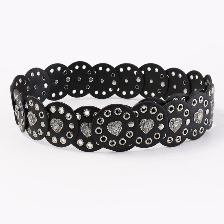 Cintura da donna in pelle rotonda e cava, squisita, nera e marrone rossiccio - image 4