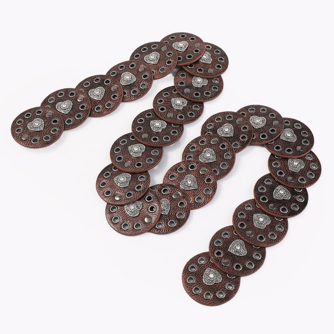 Cintura da donna in pelle rotonda e cava, squisita, nera e marrone rossiccio - image 7