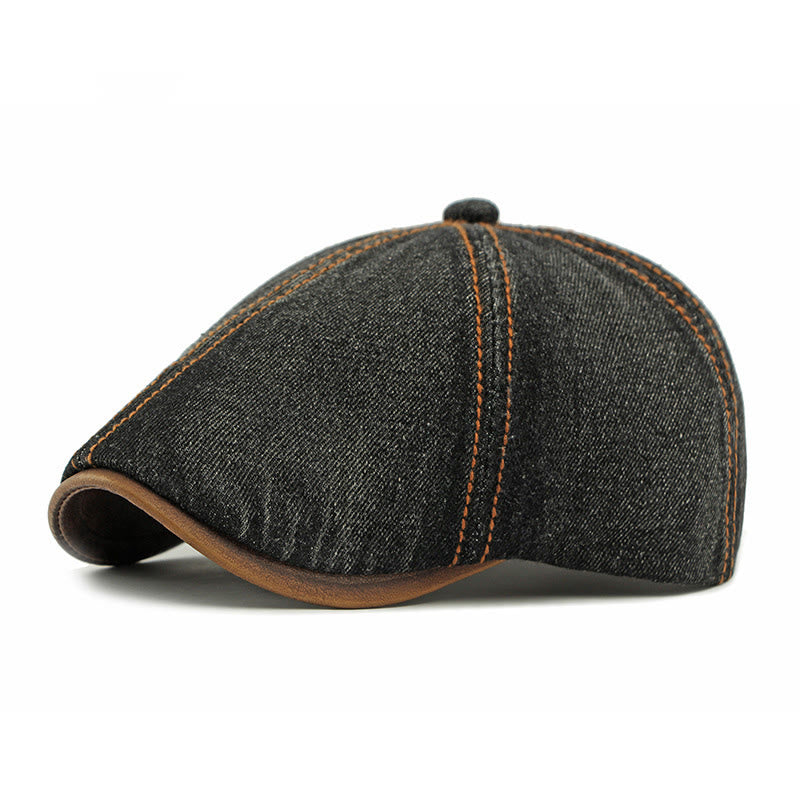 Cappello basco unisex in denim lavato retrò britannico - Nero - Adjustable (21 5/8"-23 1/4") - image 3