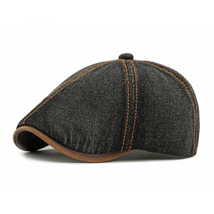 Cappello basco unisex in denim lavato retrò britannico - Nero - Adjustable (21 5/8"-23 1/4") - image 3