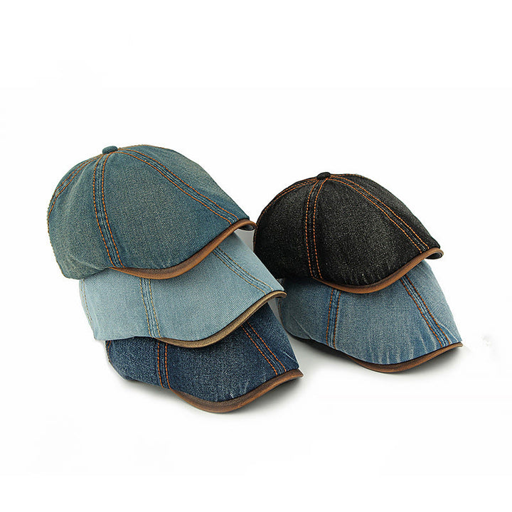 Cappello basco unisex in denim lavato retrò britannico - image 2