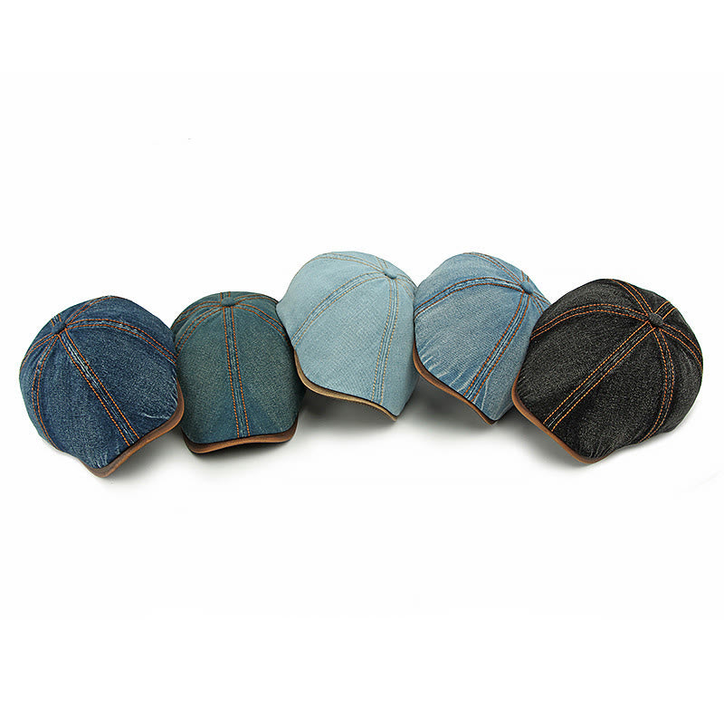 Cappello basco unisex in denim lavato retrò britannico - image 1