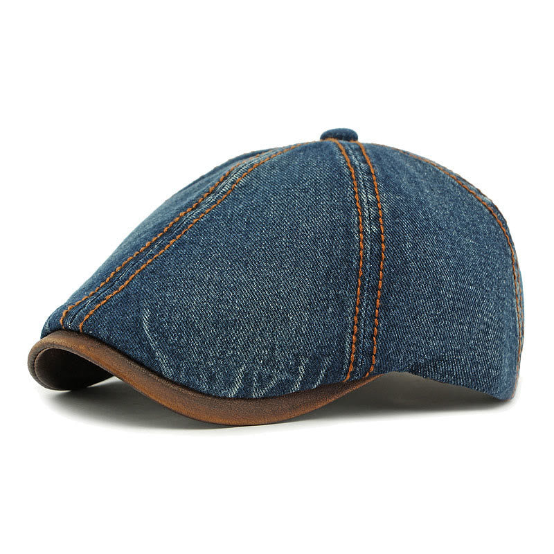 Cappello basco unisex in denim lavato retrò britannico - Blu scuro - Adjustable (21 5/8"-23 1/4") - image 0