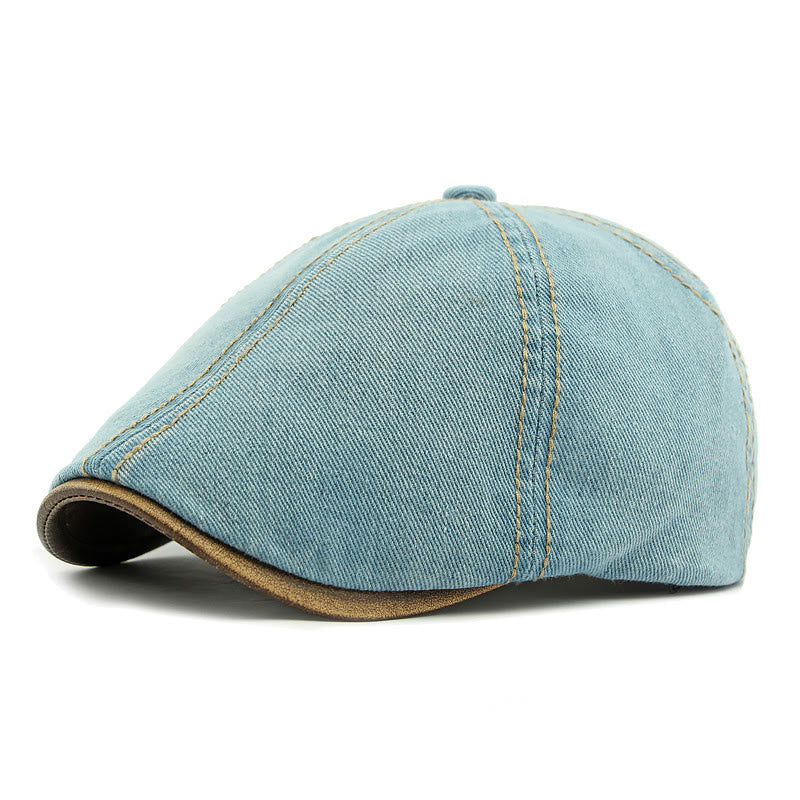 Cappello basco unisex in denim lavato retrò britannico - Azzurro chiaro - Adjustable (21 5/8"-23 1/4") - image 6
