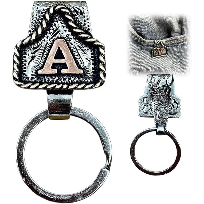 Portachiavi in metallo con lettera retrò in stile cowboy western - image 4