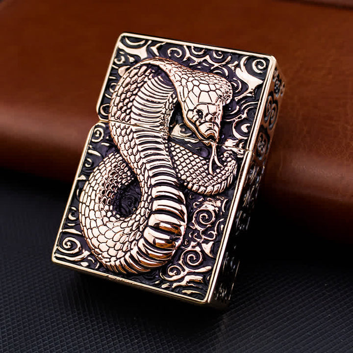 Accendino a cherosene ricaricabile Cobra serpente nero e oro - Oro rosa - image 0