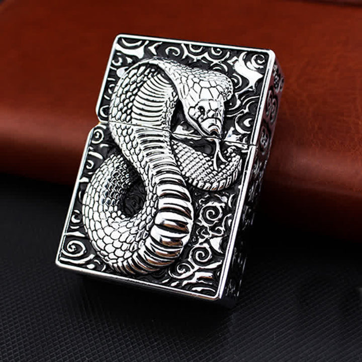 Accendino a cherosene ricaricabile Cobra serpente nero e oro - Argento - image 3