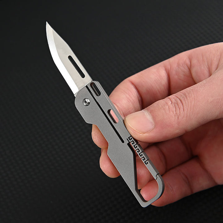 Coltello pieghevole multifunzionale in lega di titanio EDC-Tool portachiavi - Argento - image 2