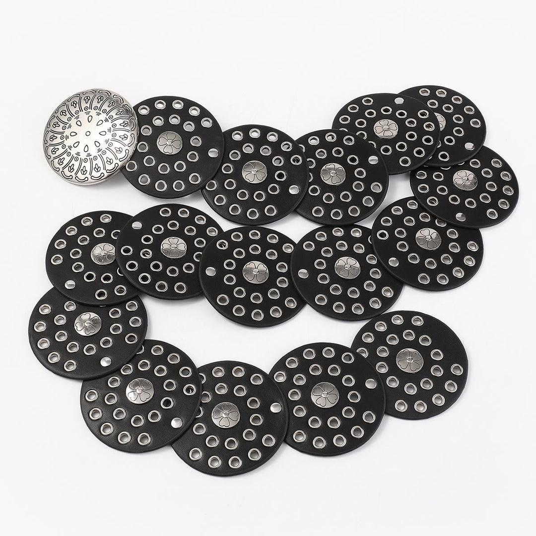 Cintura da donna in pelle con disco in argento cavo in stile western - image 4