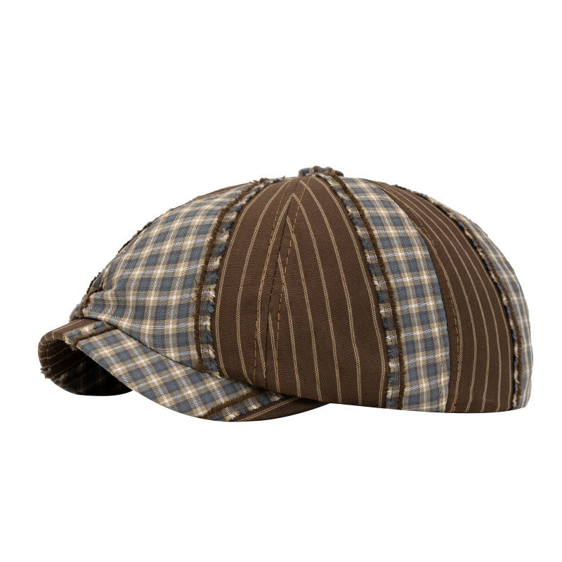 Berretto retrò alla moda con blocchi di colore, adatto per la primavera e l'estate - Caffè - Regolabile (22 1/2"-24") - image 0