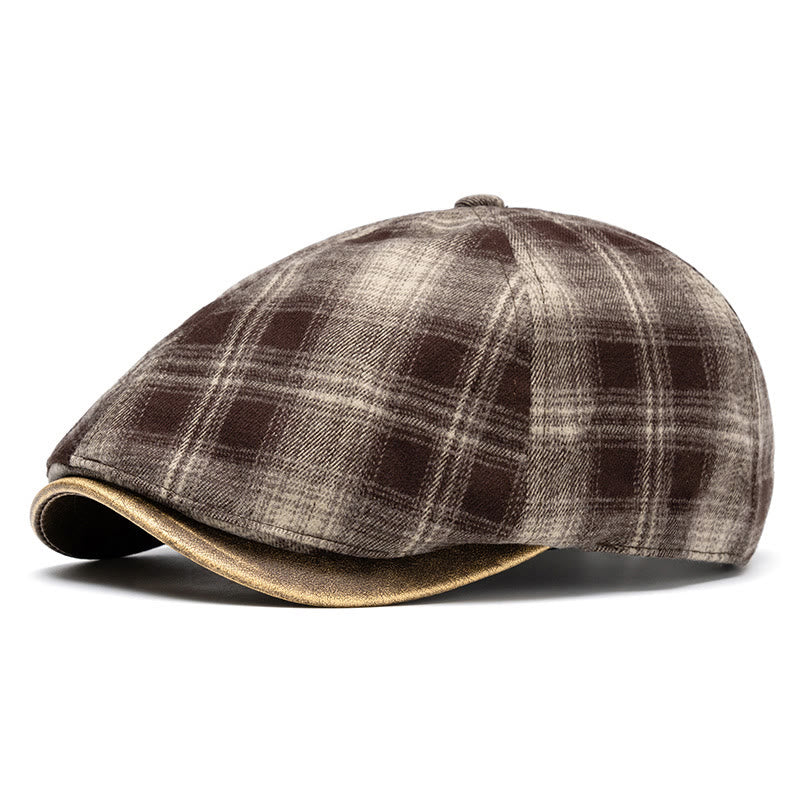 Berretto a quadri versatile, retrò e artistico, autunno e inverno - Caffè - Regolabile (22 1/2"-24") - image 0