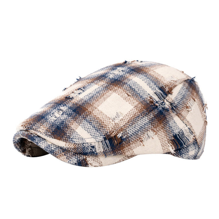 Cappello basco vintage a quadri con bordo spezzato per autunno e inverno - Beige - Regolabile (22"-24") - image 0