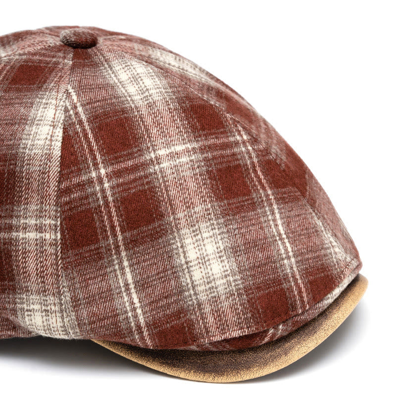 Berretto a quadri versatile, retrò e artistico, autunno e inverno - image 1