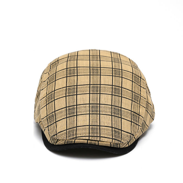 Cappello basco a righe e quadri in puro cotone, moda primavera ed estate - image 2