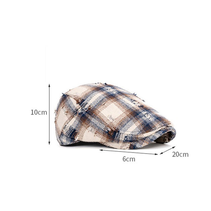 Cappello basco vintage a quadri con bordo spezzato per autunno e inverno - image 8
