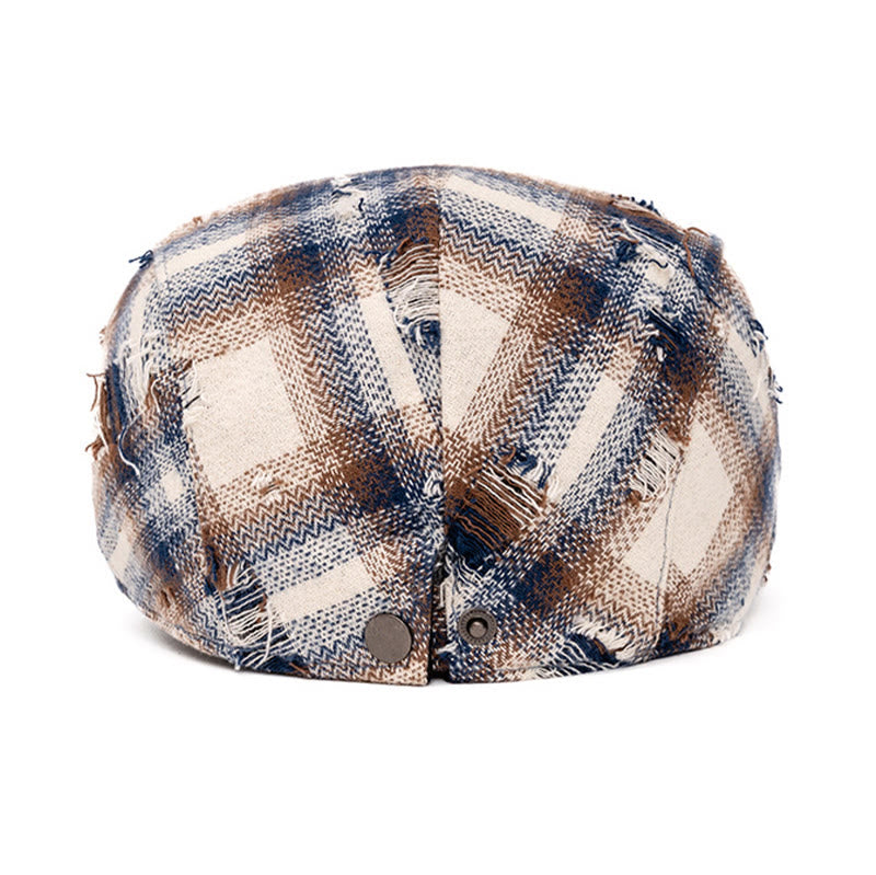 Cappello basco vintage a quadri con bordo spezzato per autunno e inverno - image 5