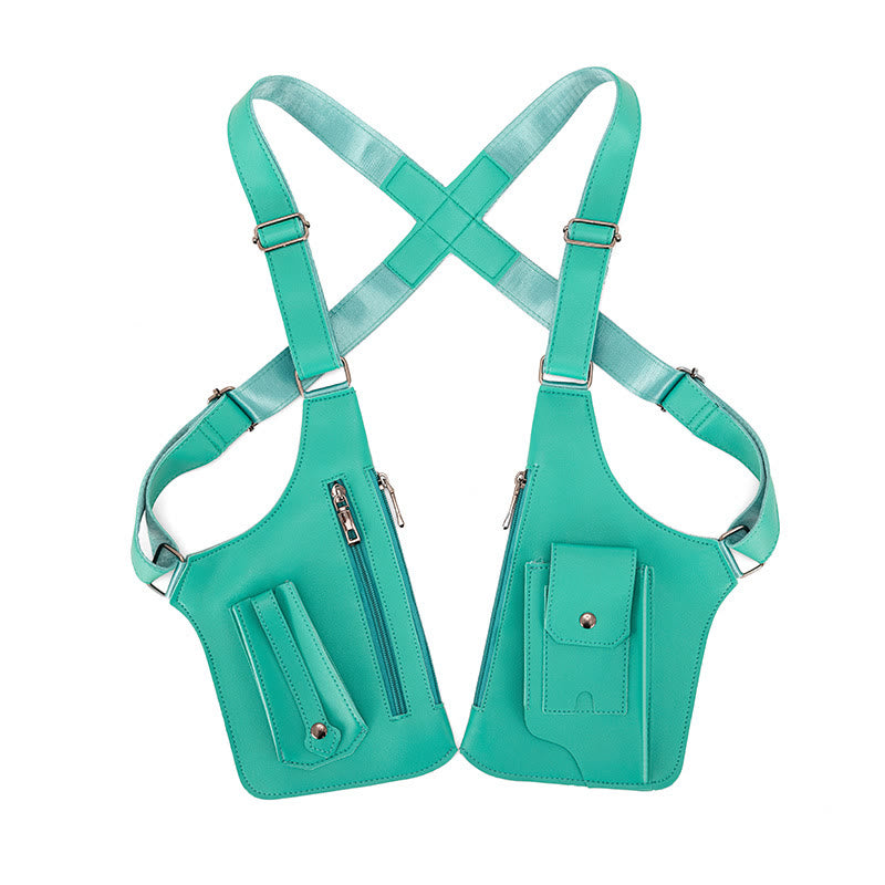 Borsa a tracolla in pelle multitasche ad alta capacità per esterni - Verde - image 10