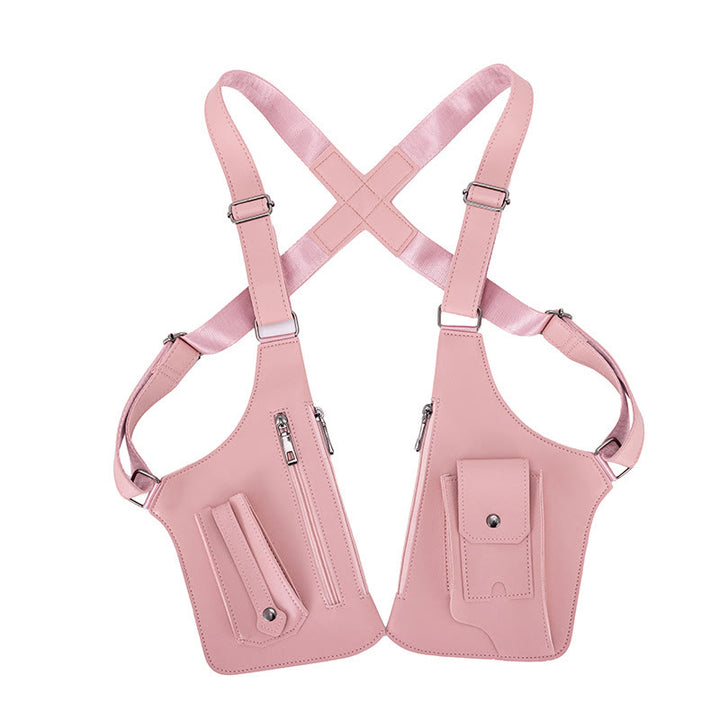 Borsa a tracolla in pelle multitasche ad alta capacità per esterni - Rosa - image 12