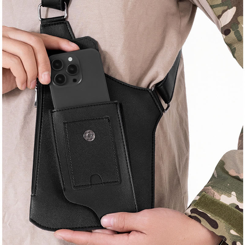 Borsa a tracolla in pelle multitasche ad alta capacità per esterni - image 3