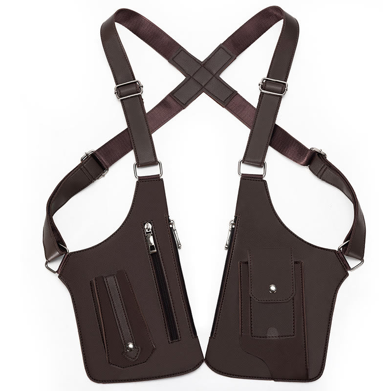 Borsa a tracolla in pelle multitasche ad alta capacità per esterni - Marrone - image 8