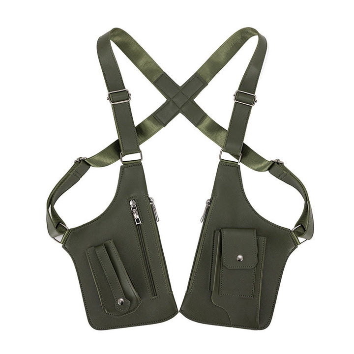 Borsa a tracolla in pelle multitasche ad alta capacità per esterni - Verde militare - image 0