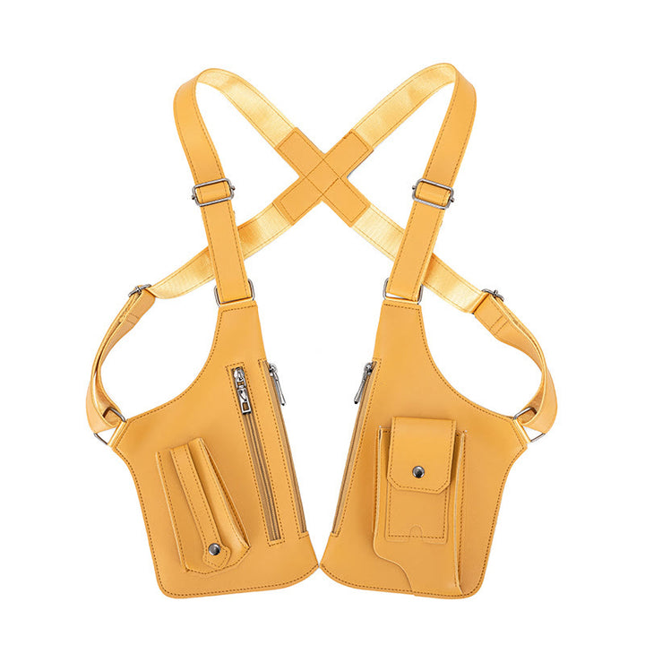 Borsa a tracolla in pelle multitasche ad alta capacità per esterni - Giallo - image 11