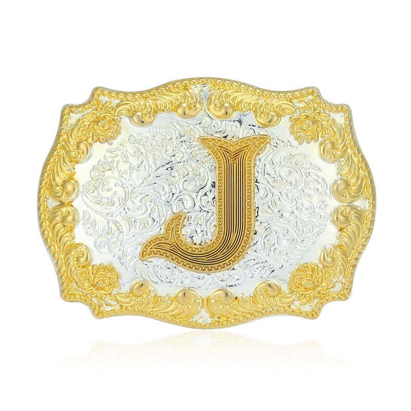 Cintura in pelle da uomo fai da te con fibbia a lettera iniziale dorata - J - Senza cintura - image 14