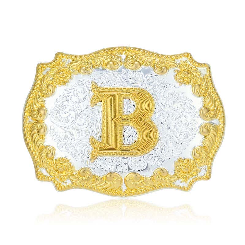 Cintura in pelle da uomo fai da te con fibbia a lettera iniziale dorata - B - Senza cintura - image 6