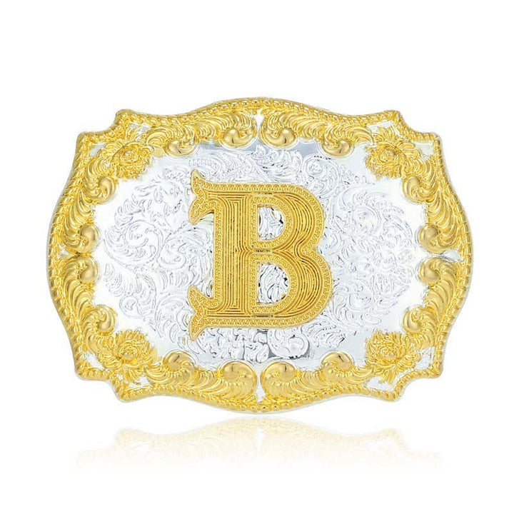 Cintura in pelle da uomo fai da te con fibbia a lettera iniziale dorata - B - Senza cintura - image 6