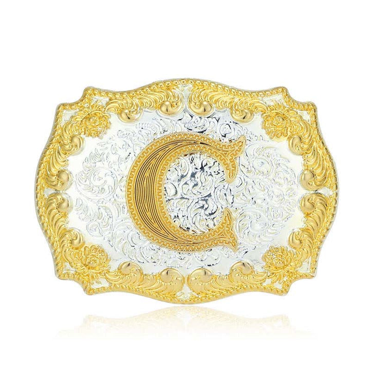 Cintura in pelle da uomo fai da te con fibbia a lettera iniziale dorata - C - Senza cintura - image 7