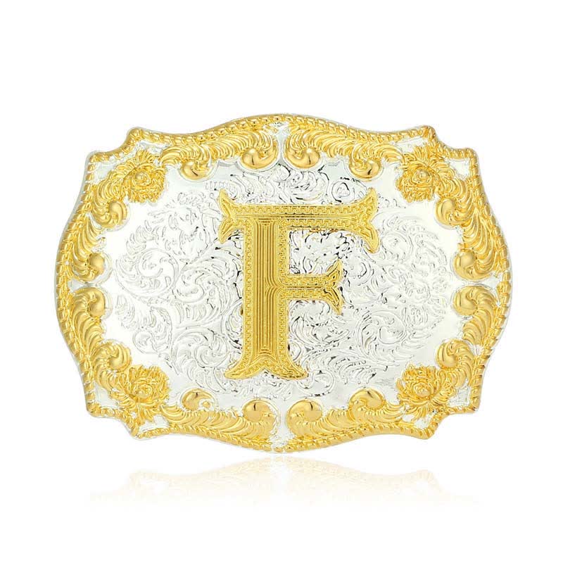 Cintura in pelle da uomo fai da te con fibbia a lettera iniziale dorata - F - Senza cintura - image 10
