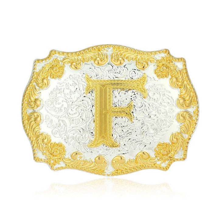 Cintura in pelle da uomo fai da te con fibbia a lettera iniziale dorata - F - Senza cintura - image 10