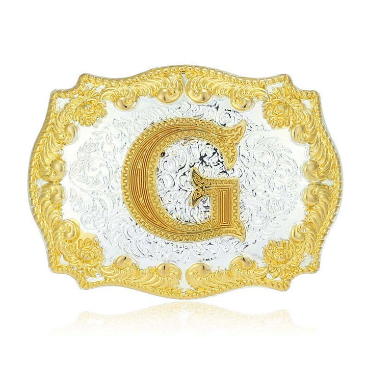 Cintura in pelle da uomo fai da te con fibbia a lettera iniziale dorata - G - Senza cintura - image 11