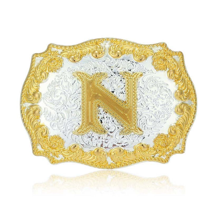 Cintura in pelle da uomo fai da te con fibbia a lettera iniziale dorata - N - Senza cintura - image 18