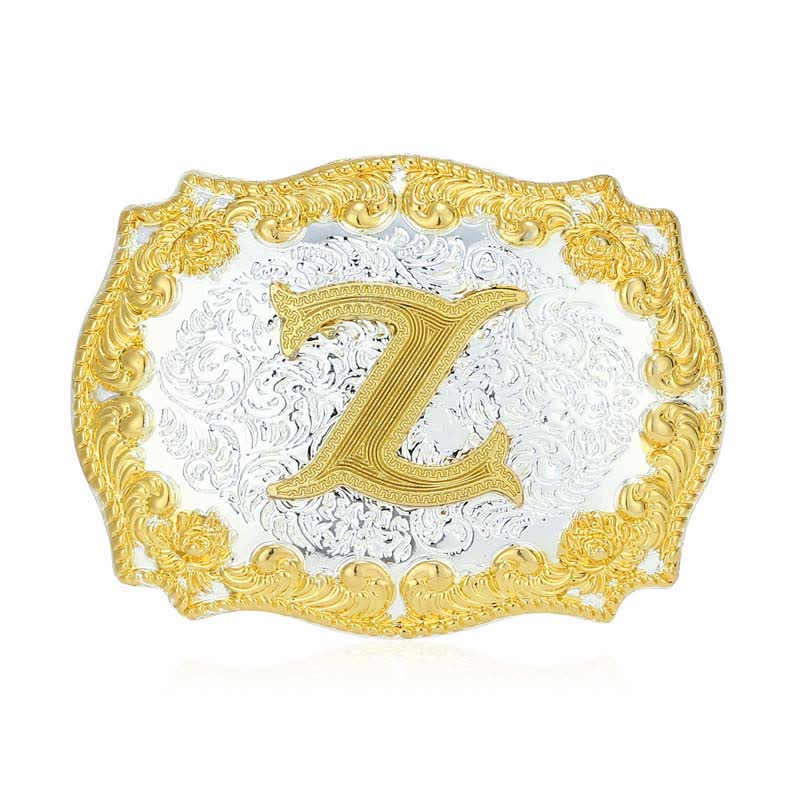 Cintura in pelle da uomo fai da te con fibbia a lettera iniziale dorata - Z - Senza cintura - image 30