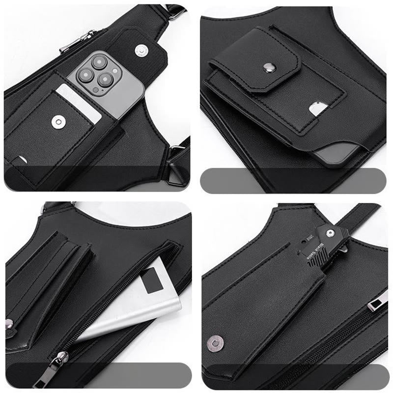 Borsa a tracolla in pelle multitasche ad alta capacità per esterni - image 5