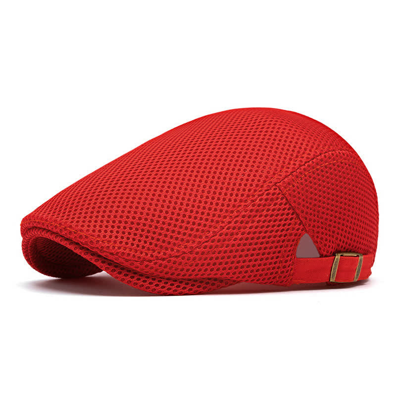 Cappello basco estivo in rete tinta unita con parte superiore piatta - Rosso - Regolabile (22"-23 5/8") - image 10