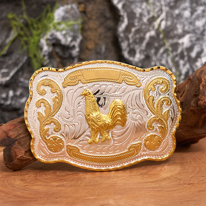 Cintura in pelle con fibbia da cowboy western fai da te Gold Rooster - Gallo - Senza cintura - Cintura non inclusa - image 0