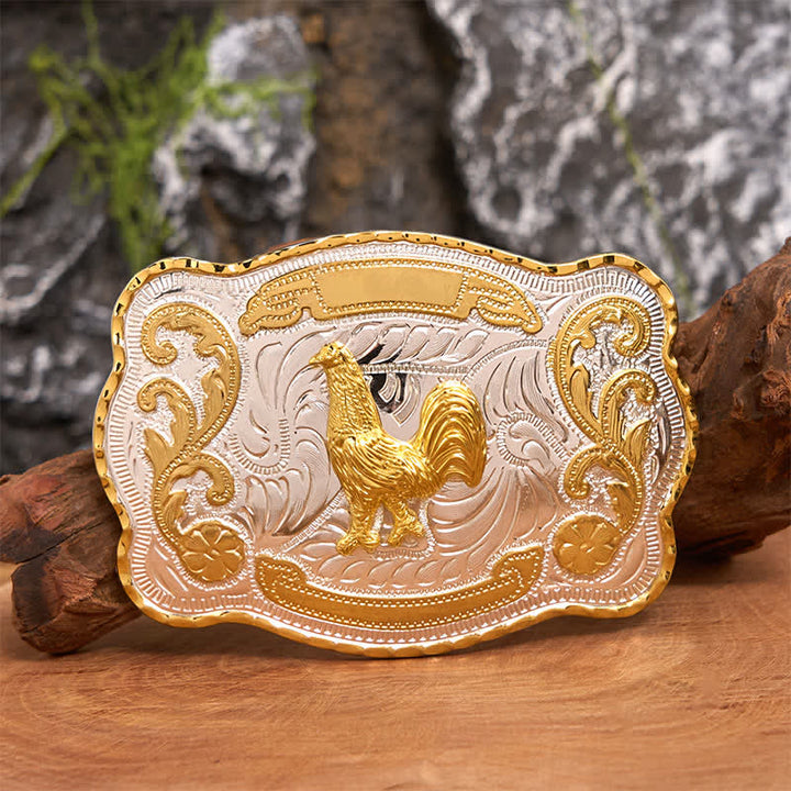 Cintura in pelle con fibbia da cowboy western fai da te Gold Rooster - Gallo - Senza cintura - Cintura non inclusa - image 0