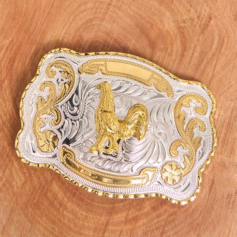 Cintura in pelle con fibbia da cowboy western fai da te Gold Rooster - image 2