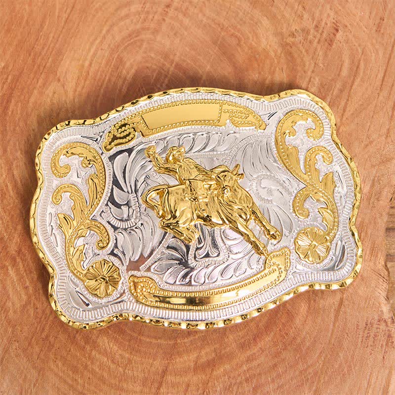 Cintura in pelle con fibbia da cowboy western fai da te per equitazione in oro - image 2