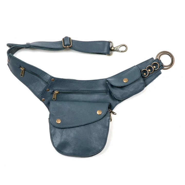 Borsa da viaggio retrò per il tempo libero, da donna, con portafoglio e cintura - Blu - image 8